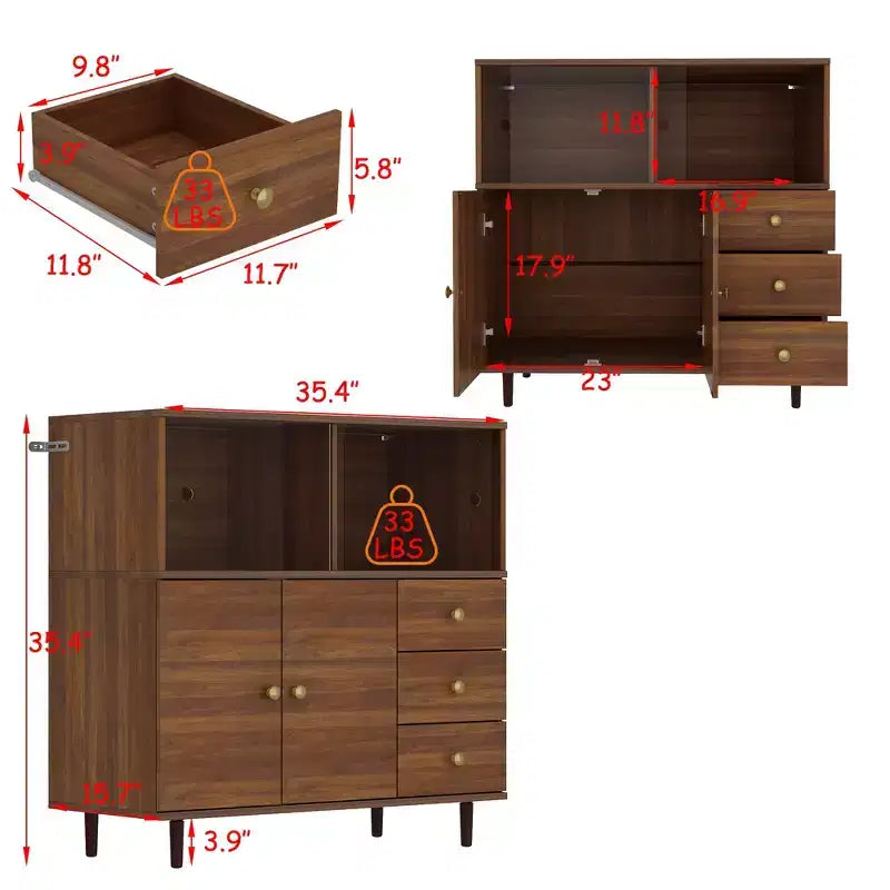 Meuble de rangement d'appoint style vintage, Buffet d'appoint avec éclairage LED et portes coulissantes en acrylique
