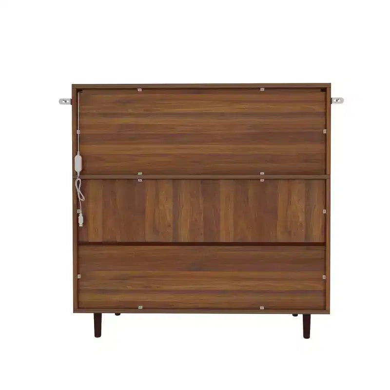 Meuble de rangement d'appoint style vintage, Buffet d'appoint avec éclairage LED et portes coulissantes en acrylique
