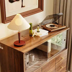 Meuble de rangement d'appoint style vintage, Buffet d'appoint avec éclairage LED et portes coulissantes en acrylique