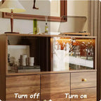 Meuble de rangement d'appoint style vintage, Buffet d'appoint avec éclairage LED et portes coulissantes en acrylique