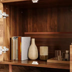 Meuble de rangement d'appoint style vintage, Buffet d'appoint avec éclairage LED et portes coulissantes en acrylique