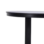 Table de salle à manger ronde de ferme 59 en bois massif, plateau texturé en bois avec piètement en X croisé, noir