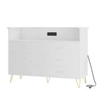 Commode de chambre avec lumières LED, commode 6 tiroirs avec station de charge, commode de rangement en bois pour entrée