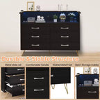 Commode de chambre avec lumières LED, commode 6 tiroirs avec station de charge, commode de rangement en bois pour entrée