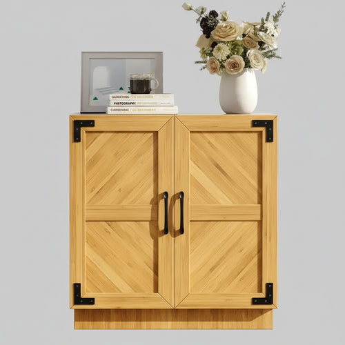 31.5 Sideboard Buffet Cabinet, Wooden Kitchen Credenza with Adjustable Shelves, Coffee Bar Storage Console, Floor Cupboard Cabinet for Living Room
