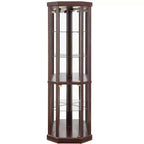Meuble d'angle avec portes et étagères en verre, Vitrine d'angle pour salon