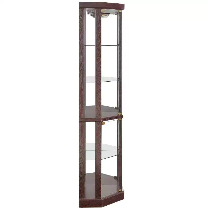 Meuble d'angle avec portes et étagères en verre, Vitrine d'angle pour salon