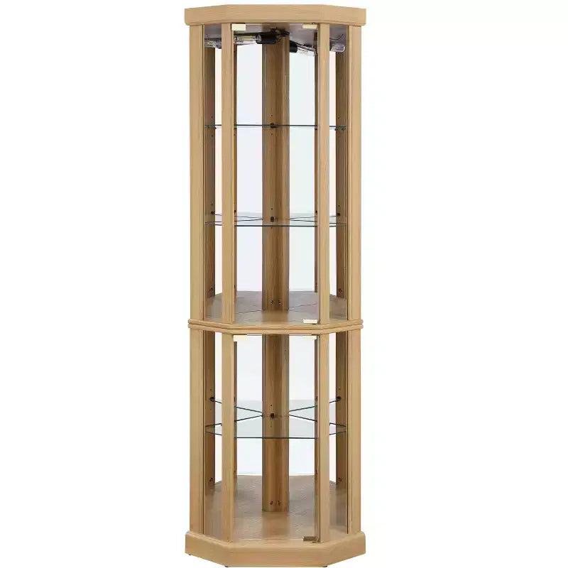 Meuble d'angle avec portes et étagères en verre, Vitrine d'angle pour salon