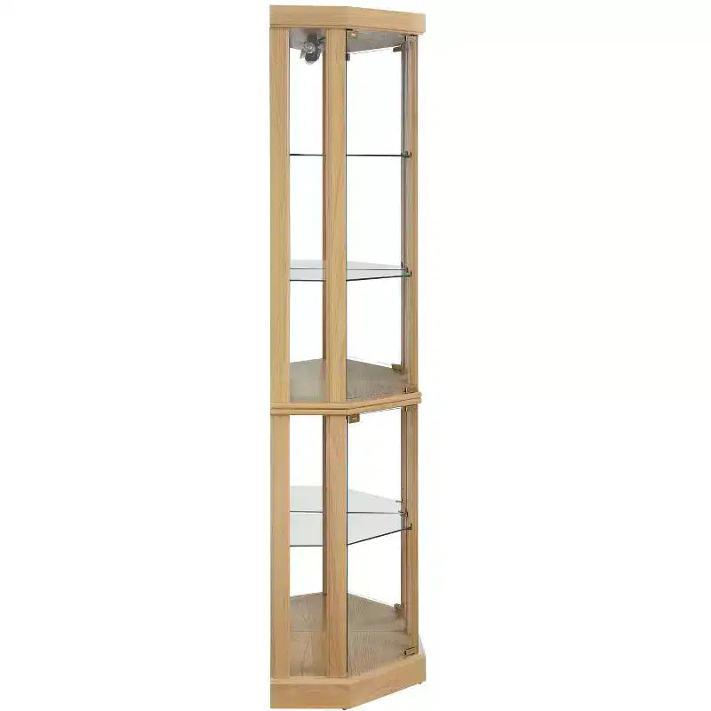 Meuble d'angle avec portes et étagères en verre, Vitrine d'angle pour salon