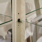 Meuble d'angle avec portes et étagères en verre, Vitrine d'angle pour salon
