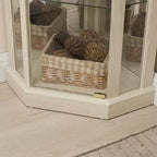 Meuble d'angle avec portes et étagères en verre, Vitrine d'angle pour salon