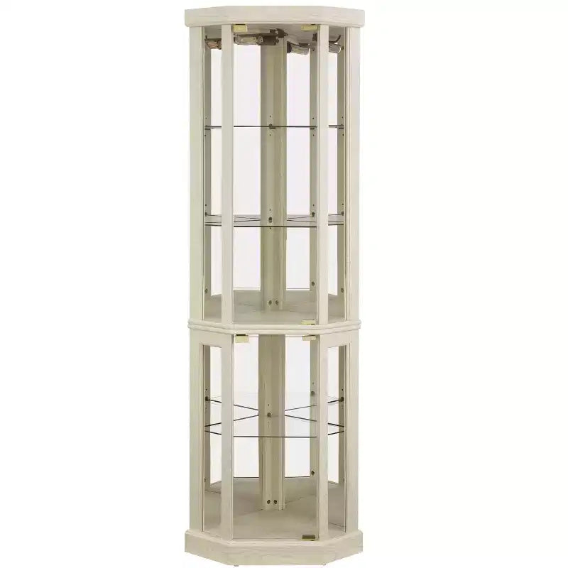Meuble d'angle avec portes et étagères en verre, Vitrine d'angle pour salon
