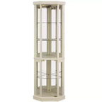 Meuble d'angle avec portes et étagères en verre, Vitrine d'angle pour salon