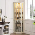 Meuble d'angle avec portes et étagères en verre, Vitrine d'angle pour salon