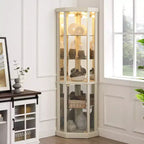 Meuble d'angle avec portes et étagères en verre, Vitrine d'angle pour salon