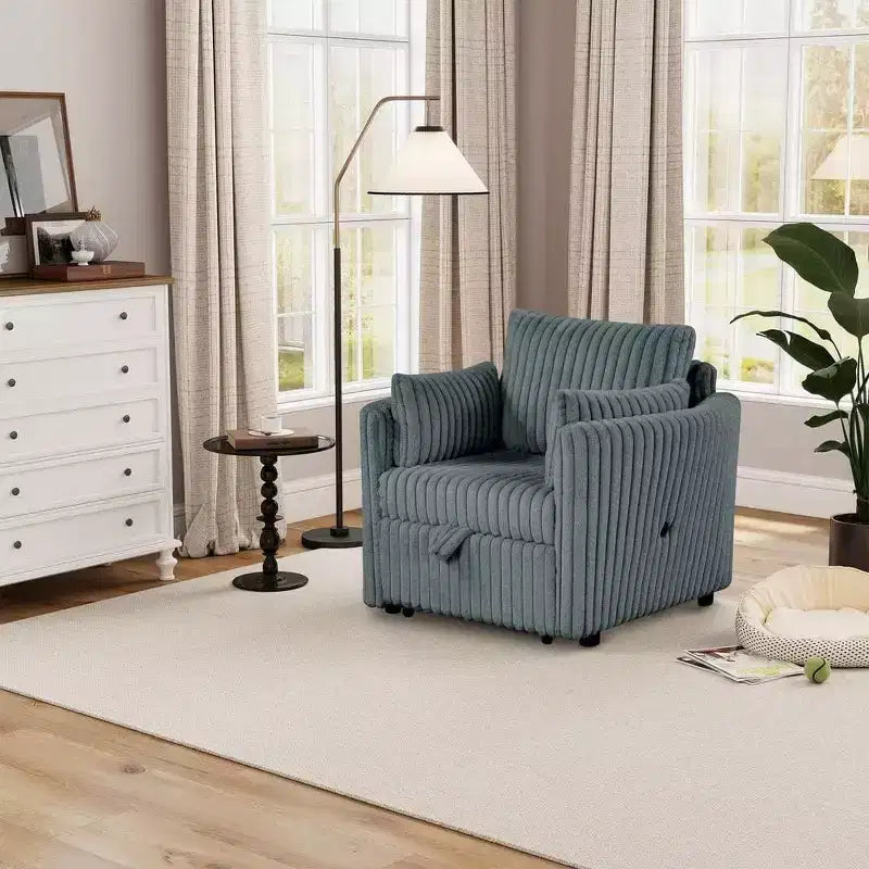 Chaise longue convertible avec port USB et 2 oreillers, canapé-lit simple gigogne