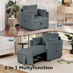 Chaise longue convertible avec port USB et 2 oreillers, canapé-lit simple gigogne