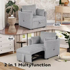 Chaise longue convertible avec port USB et 2 oreillers, canapé-lit simple gigogne