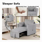 Chaise longue convertible avec port USB et 2 oreillers, canapé-lit simple gigogne