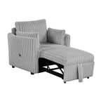 Chaise longue convertible avec port USB et 2 oreillers, canapé-lit simple gigogne