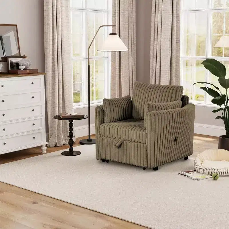 Chaise longue convertible avec port USB et 2 oreillers, canapé-lit simple gigogne