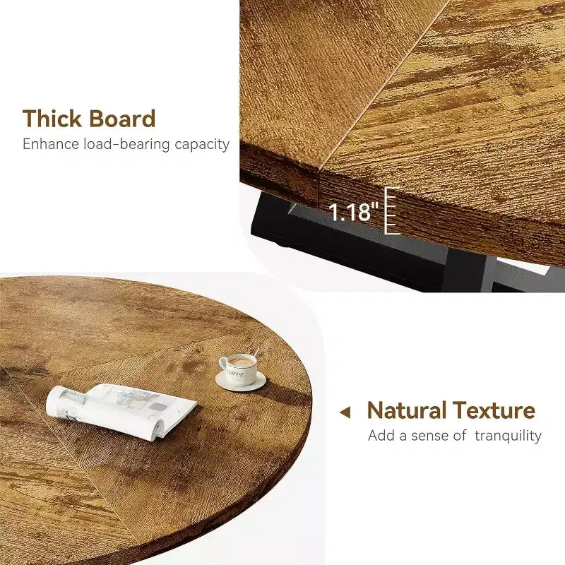 Table à manger ronde, style industriel avec piètement en métal