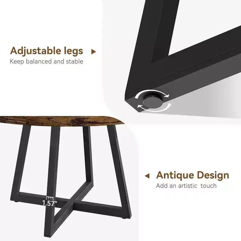 Table à manger ronde, style industriel avec piètement en métal