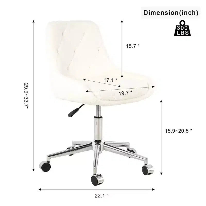 Chaise de bureau moderne réglable en polaire Teddy, petite chaise pivotante pour bureau, étude et studio