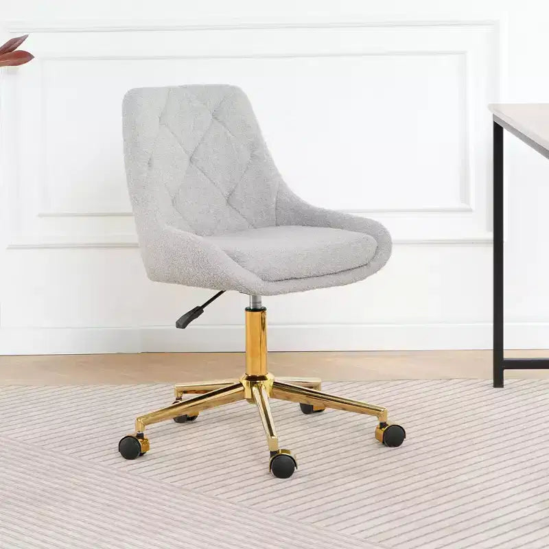 Chaise de bureau moderne réglable en polaire Teddy, petite chaise pivotante pour bureau, étude et studio