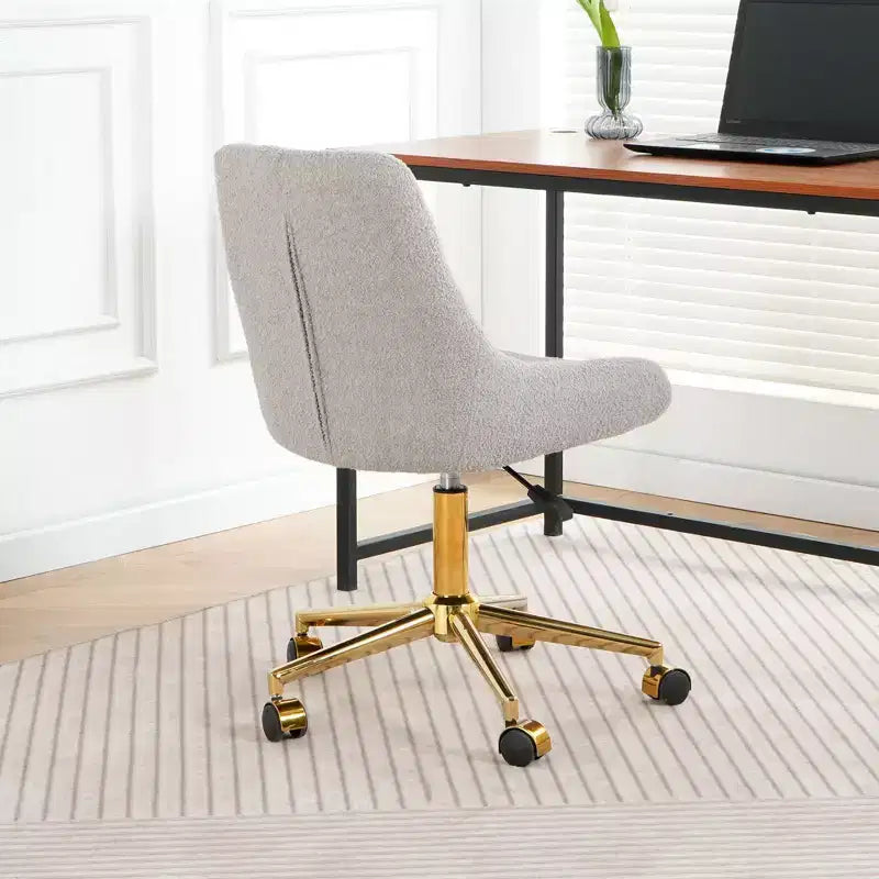 Chaise de bureau moderne réglable en polaire Teddy, petite chaise pivotante pour bureau, étude et studio