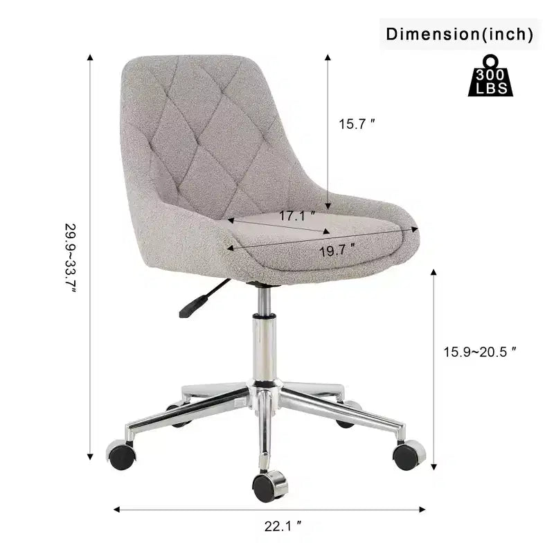 Chaise de bureau moderne réglable en polaire Teddy, petite chaise pivotante pour bureau, étude et studio