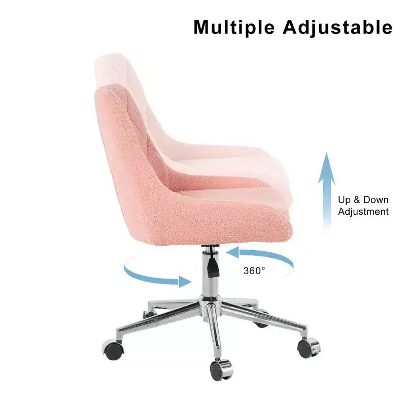 Chaise de bureau moderne réglable en polaire Teddy, petite chaise pivotante pour bureau, étude et studio