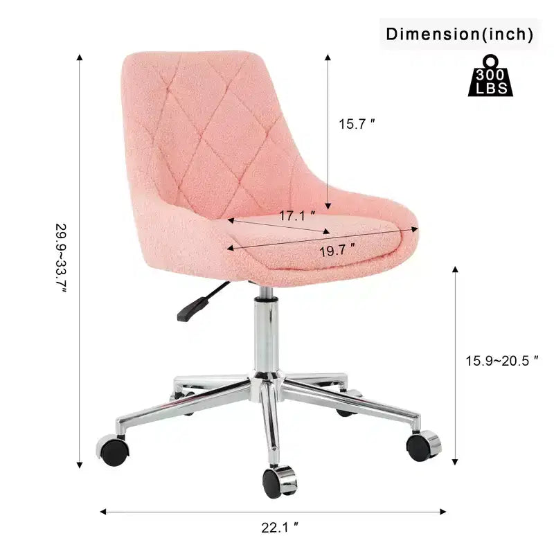 Chaise de bureau moderne réglable en polaire Teddy, petite chaise pivotante pour bureau, étude et studio