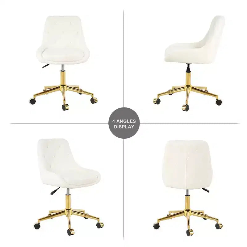 Chaise de bureau moderne réglable en polaire Teddy, petite chaise pivotante pour bureau, étude et studio