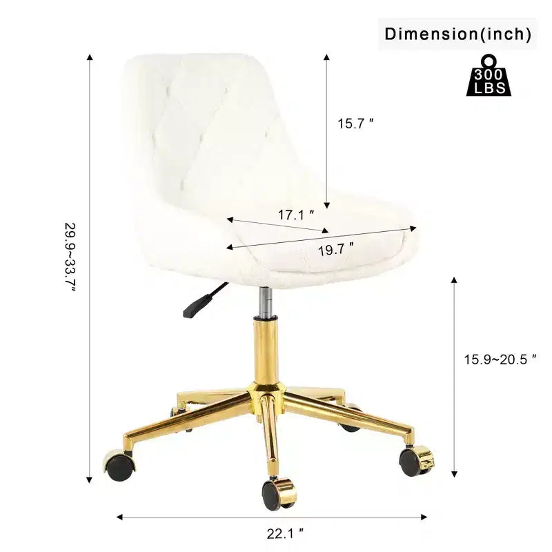 Chaise de bureau moderne réglable en polaire Teddy, petite chaise pivotante pour bureau, étude et studio