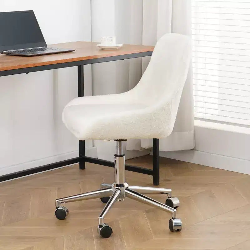 Chaise de bureau moderne réglable en polaire Teddy, petite chaise pivotante pour bureau, étude et studio