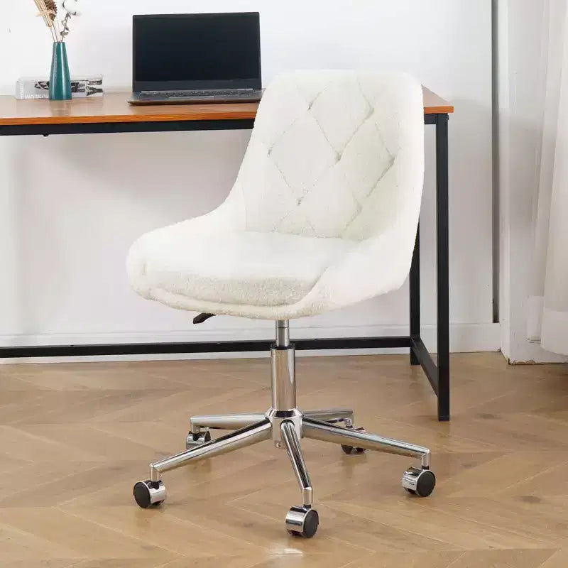 Chaise de bureau moderne réglable en polaire Teddy, petite chaise pivotante pour bureau, étude et studio