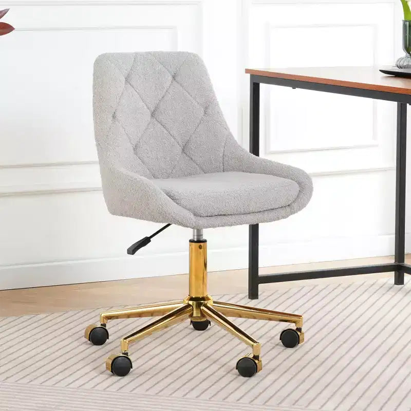 Chaise de bureau moderne réglable en polaire Teddy, petite chaise pivotante pour bureau, étude et studio