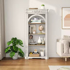 Vitrine d'affichage moderne à arche avec 4 étagères, meuble de rangement autoportant pour salon, couloir et bureau, blanc