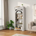 Vitrine d'affichage moderne à arche avec 4 étagères, meuble de rangement autoportant pour salon, couloir et bureau, blanc