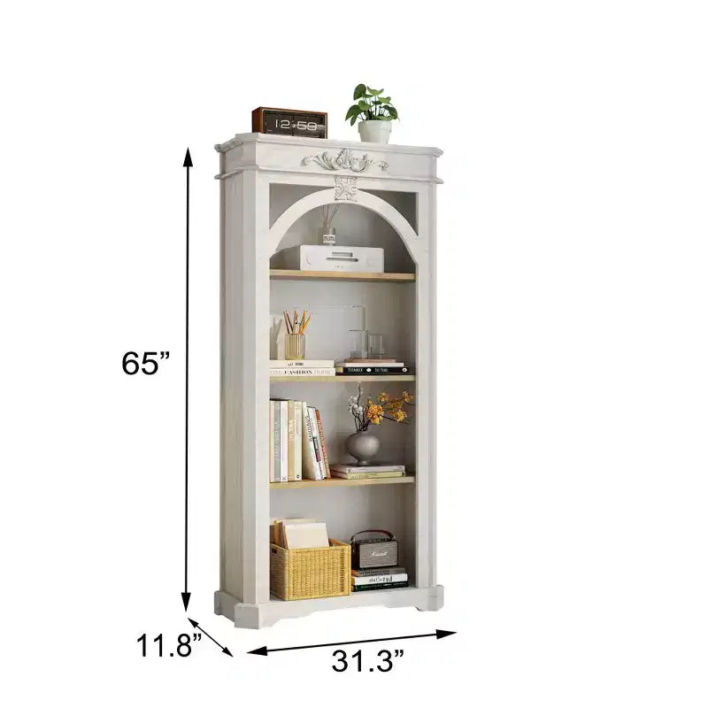 Vitrine d'affichage moderne à arche avec 4 étagères, meuble de rangement autoportant pour salon, couloir et bureau, blanc