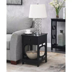 Table de chevet à 1 tiroir avec motif latéral octogonal, étagères à deux niveaux et tiroir coulissant, table d'appoint élégante pour le rangement dans la chambre