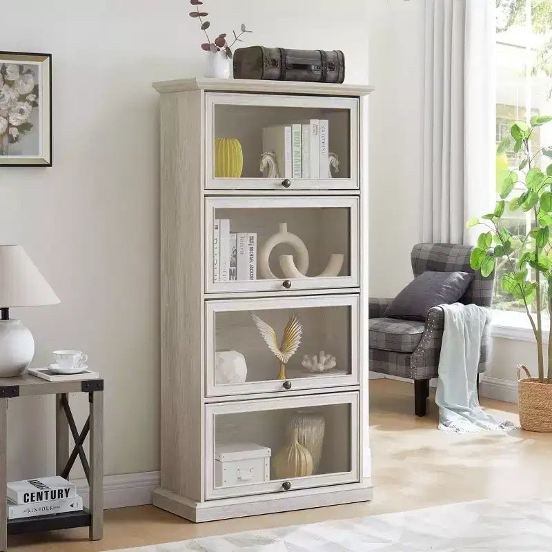 Étagère à 4 niveaux pour livres et CD, Organisateur de rangement pour salon, couloir et bureau