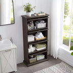 Étagère à 4 niveaux pour livres et CD, Organisateur de rangement pour salon, couloir et bureau