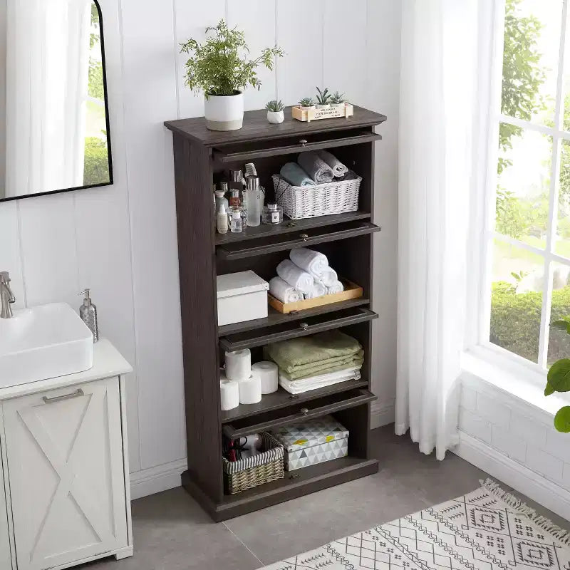 Étagère à 4 niveaux pour livres et CD, Organisateur de rangement pour salon, couloir et bureau