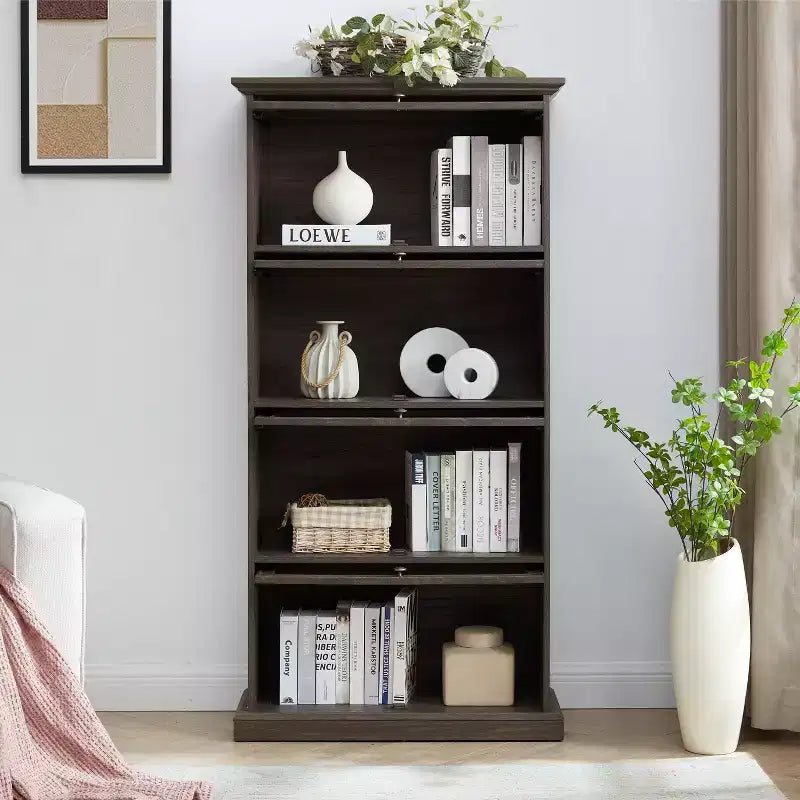 Étagère à 4 niveaux pour livres et CD, Organisateur de rangement pour salon, couloir et bureau