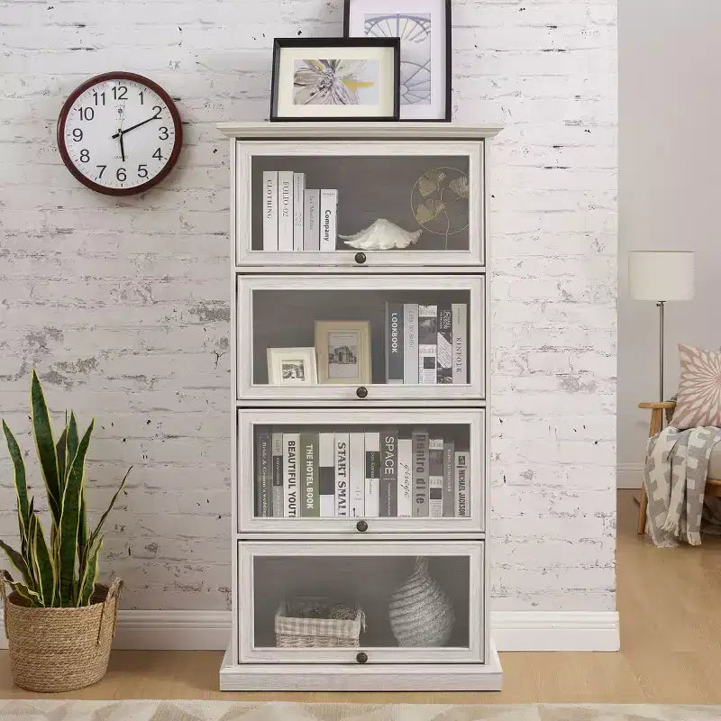 Étagère à 4 niveaux pour livres et CD, Organisateur de rangement pour salon, couloir et bureau