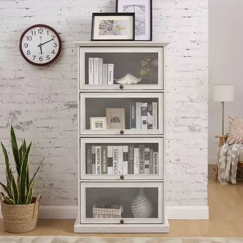 Étagère à 4 niveaux pour livres et CD, Organisateur de rangement pour salon, couloir et bureau