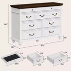 Grande commode de ferme à 9 tiroirs, commode rustique en bois pour chambre à coucher et salon