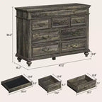 Grande commode de ferme à 9 tiroirs, commode rustique en bois pour chambre à coucher et salon